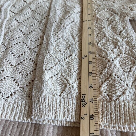 Anthropologie Moth Open Cardigan Womens Medium Beige Half Sleeve Crochet Knit - Picture 5 of 8